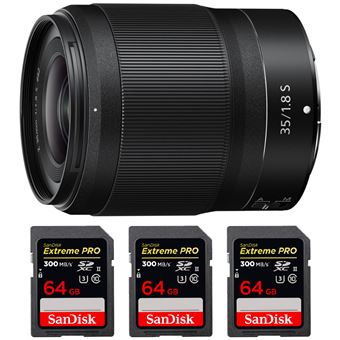 Objetiva Nikon Z 35mm f/1.8 S + 3 SanDisk 64GB UHS-II 300 MB/s + PDF 15 técnicas para melhorar as suas fotografias - 1