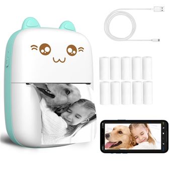 Impressora térmica de bolso DUDAO C9 bluetooth cat shape | + 10 papel de impressão | Verde - 1