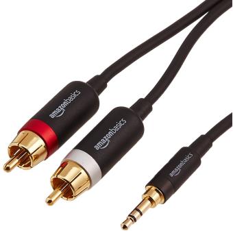 cabo de áudio AmazonBasics PBH-19821 1.2m 3.5mm 2 x RCA Preto - 1
