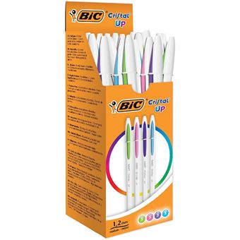 BIC Cristal Up Azul, Verde, Rosa, Roxo Clip-on retractable ballpoint pen Médio 20 peça(s) Azul e Verde e Rosa e Roxo e Branco - 1