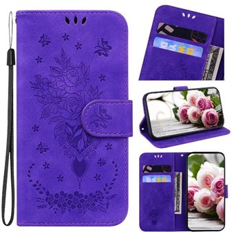 Capa Flip GANGXUN para Samsung Galaxy A26 | Pele PU | Estampado de Rosas em Relevo | Compartimentos para Cartões | Roxo - 1