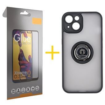 Pack 1 x Película de Vidro Temperado Full + Capa skyhe  Apple iPhone 14 Gel Bumper Ring - Preto - 1