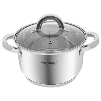 Marmita Inox Cheffinger | 18cm | Tampa de Vidro | Indução Compatível 2,9L | Prateado - 1