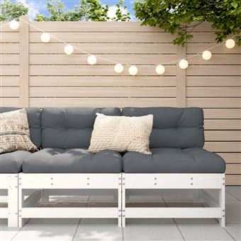 Sofá de centro para jardim vidaXL | 2 peças | madeira pinho maciça branco - 1