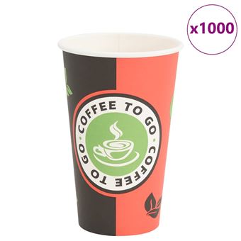 Copos de café de papel vidaXL | 1000 Peças | 16oz | 400ml |vermelho e preto - 1