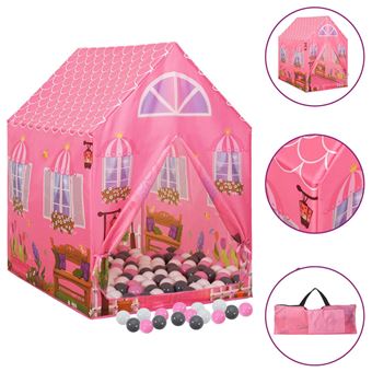Tenda de brincar Infantil vidaXL com 250 bolas 69x94x104 cm rosa - 1