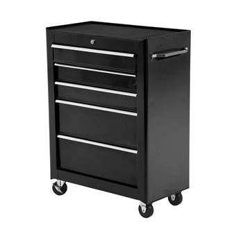 Carrinho de Ferramentas HOMCOM com 5 Gavetas para Oficina - Preto - Chapa de aço - 61,5 × 33 × 85 cm | (CxLxA) - 1