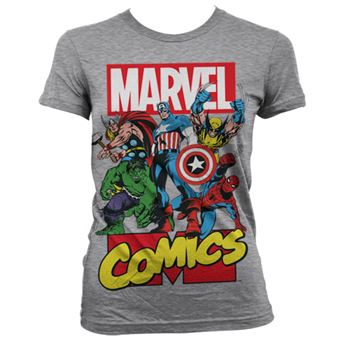T-shirt para Mulher Marvel Comics Heroes | Cinzento | XXL - 1