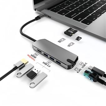 Hub USB-C 8 em 1 V-REEL com HDMI, USB, PD, USB-C, SD/TF, RJ45 - Versão Melhorada | QT39 - 1