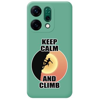 Capa Tumundosmartphone de silicone líquido verde para Oppo Reno 14 5G | desenhos de mulher escalando - 1