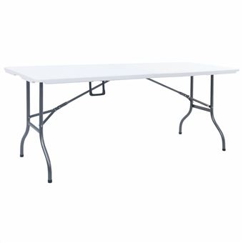Mesa de Jardim vidaXL dobrável 180x72x72 cm PEAD branco - 1