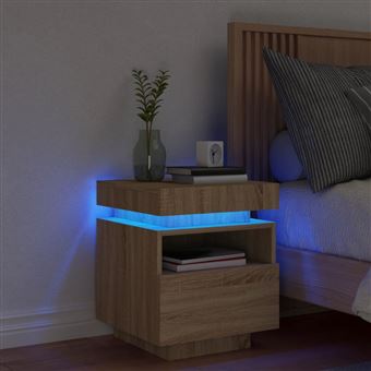 Mesa de cabeceira com luzes LED vidaXL | 40x39x48,5 cm | carvalho sonoma - 1