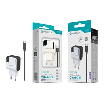Carregador com Cabo Novoteck C-008T | Type-C | 2.4A | 2 USB | 1 m - 1