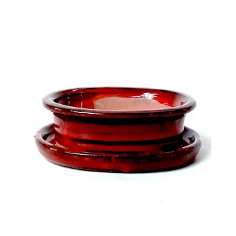 Vaso Oval + Prato | Luso Bonsai | 15,5x12x4,5 cm | Vermelho - 1