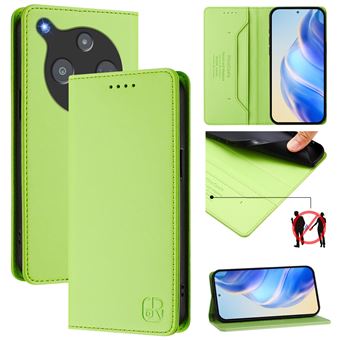 Capa Flip FOXDOCK para ZTE Nubia P9 Pro 5G | RFID | Bloqueio Magnético | Couro PU | 2 Compartimentos para Cartões | Verde claro - 1