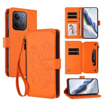 Capa tipo Carteira FOXDOCK para Xiaomi Redmi 15C 4G/5G | Porta-cartões | Alça de Mão | Laranja - 1