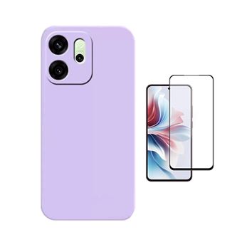 Kit Vidro Temperado + Capa Silicone Líquido PHONECARE para Oppo Reno14 F 5G | Roxo - 1