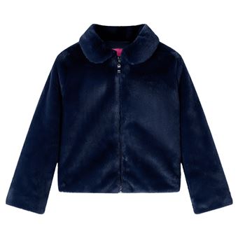 Casaco para crianças | vidaXL | pelo sintético azul-marinho 128 | 7 a 8 anos - 1
