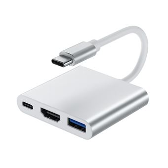 Adaptador Type-C 3 em 1, com entrada USB,HDMI e Type-C SANDA SD-4559 | Branco - 1