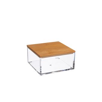 Caixa Pequena Home Kool Home com Tampa | Quadrada | Bambu - Transparente - 1