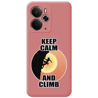 Capa Tumundosmartphone de Silicone Líquido rosa para Realme 14 5G / 14T 5G com desenhos de mulher escalando - 1