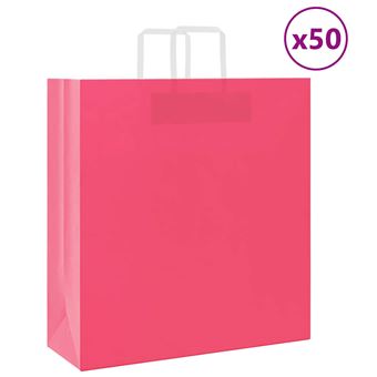 Sacos de Papel kraft vidaXL |  50 Unidades |  com alças rosa 45x17x48 cm - 1