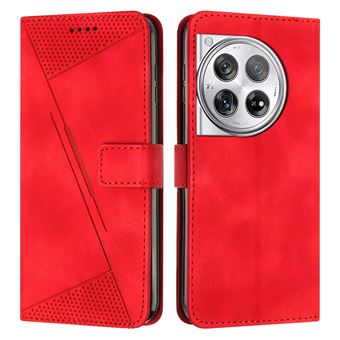 Capa FOXDOCK para OnePlus 12 | Pele | Flip | 3 Compartimentos para Cartões | Vermelho - 1