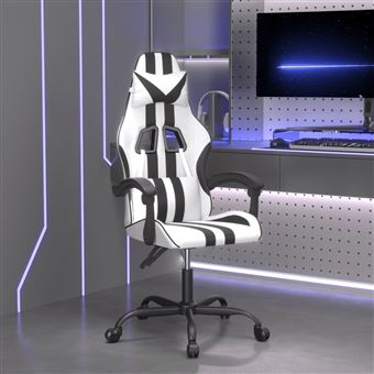 Cadeira gaming vidaXL couro artificial branco e preto - 1