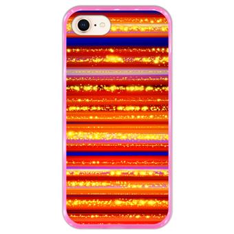 Capa Hapdey para iPhone 7 - 8 Design Fundo Colorido com Linhas em Silicone Flexível e TPU Cor-de-Rosa