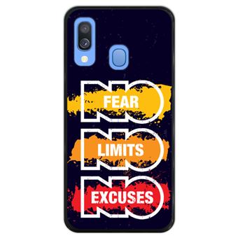 Capa Hapdey para Samsung Galaxy A40 2019 Design No Fear, No Limits, No Excuses em Silicone Flexível e TPU Preto