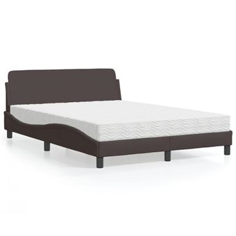 Cama com colchão vidaXL | 120x200 cm | tecido castanho-escuro - 1