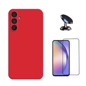 Kit Vidro Temperado + Capa Silicone Líquido + Suporte Magnético Phonecare para Samsung Galaxy A36 5G | Vermelha - 1