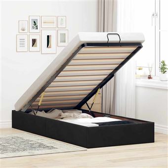 Estrutura de Cama sem Colchão vidaXL Ottoman | Preto 90x190 cm | Veludo - 1