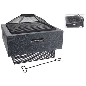 ProGarden Braseira com BBQ quadrada 52,5x52,5x18,5cm cinzento-escuro - 1