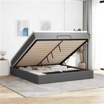 Estrutura de cama otomana com colchão vidaXL | 180x200 cm | cinzento escuro - 1