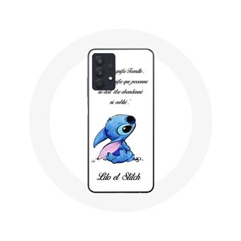 Capa Maniacase para Samsung Galaxy A32 5G de Lilo e Stitch com a citação 'Ohana' em branco - 1