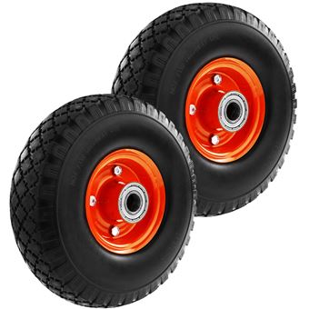 Roda Sólida de Carrinho de Mão PrimeMatik | 100 Kg | 10 x 3'' | 254 x 76 mm para Plataformas de Transporte - Pack de 2 - 1