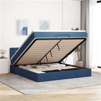 Estrutura de cama otomana com colchão vidaXL | 160x200 cm | tecido azul - 1