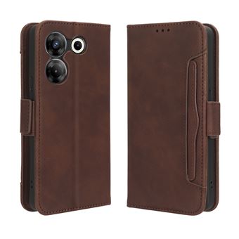 Capa FOXDOCK Protetora para Tecno Camon 20 Pro 5G | Suporte e Flip de couro PU | À Prova de Choque | Castanho - 1