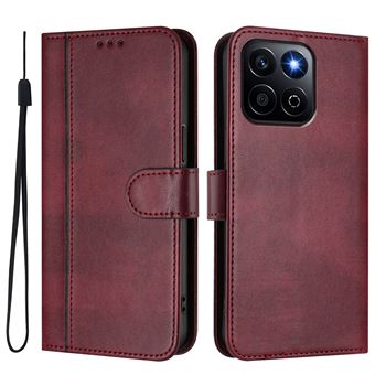 Capa FOXDOCK para Honor X7C 4G | Estilo Vintage | TPU com Textura de Pele Antiderrapante | Compartimentos para Cartões e Suporte | Vermelho - 1