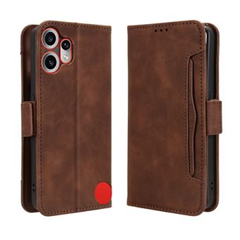 Capa FOXDOCK Protetora para Nothing CMF Phone 2 Pro | Suporte e Flip de couro PU | À Prova de Choque | Castanho - 1