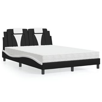 Cama com Colchão vidaXL | 120x200 cm | couro artificial preto e branco - 1