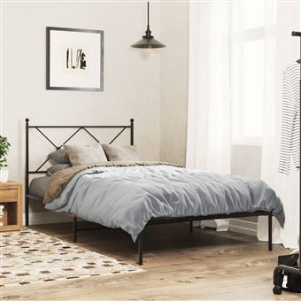 Estrutura de cama com cabeceira vidaXL | 100x200 cm | metal preto - 1