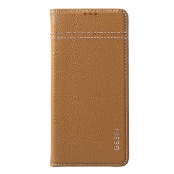 Capa Magunivers de couro genuíno litchi com suporte para cartão marrom para Samsung Galaxy S10