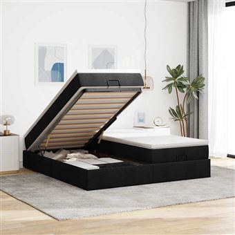 Estrutura de cama otomana com colchões vidaXL | tecido preto - 1