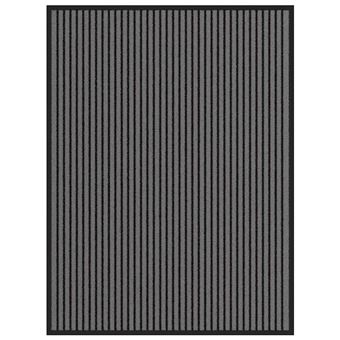 Tapete de Entrada vidaXL |  às riscas preto e cinzento 90x120 cm - 1