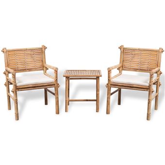 Conjunto bistrô vidaXL mesa lateral e almofadas bambu 62x49x85 cm - 1