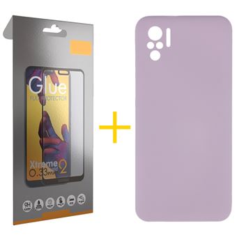 Conjunto 1 x Película de Vidro Full + Capa skyhe para Xiaomi Redmi Note 10 4G Silicone Líquido - Roxo - 1