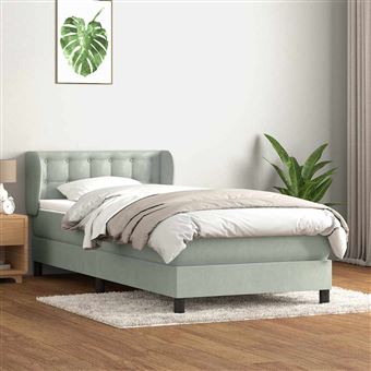 Cama com molas/colchão vidaXL |  cinzento-claro 90x220 cm | veludo - 1