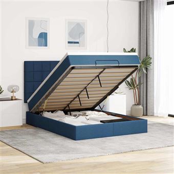 Estrutura de cama otomana com colchão vidaXL | 140x190 cm | tecido azul - 1